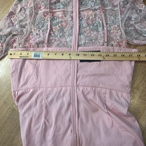 Needle & Thread Meadow Embellished Tulle Playsuit Floral Pink Beaded Romper Sz 6 - Picture 12 of 16